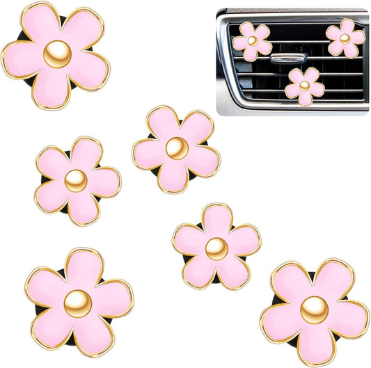 6 Pcs Daisy Flower Air Vent Clip Accessories Air Conditioning Outlet Clip Car Air Freshener Dashboard V1250-B098WL6JY2