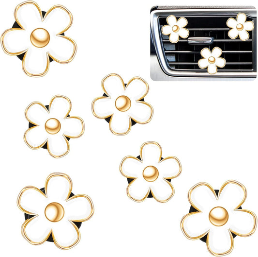 6 Pcs Daisy Flower Air Vent Clip Accessories Air Conditioning Outlet Clip Car Air Freshener Dashboard V1250-B098WL9V6N