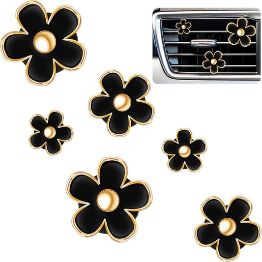 6 Pcs Daisy Flower Air Vent Clip Accessories Air Conditioning Outlet Clip Car Air Freshener Dashboard V1250-B09T34PFHK