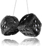 Pair 3" Black with White Dots Mirror Fuzzy Plush Dice, Black and White Soft Plush Car Decorative Hanging V1250-B09ZTMFCKP