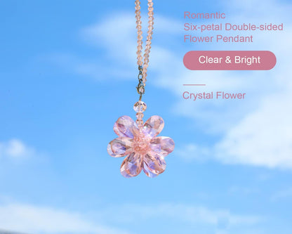 Crystal Flower Car Rear View Mirror Pendant - Pink Crystal Beads Charm Decor for Women Interior V1250-B0B69Z9MDB