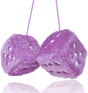 Pair 3" Purple with White Dots Mirror Fuzzy Plush Dice, Purple and White Soft Plush Car Decorative Hanging V1250-B0CB196SLB