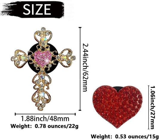 2 Pack Car Vent Clip Bling Car Accessories,Crystal Cross and Heart Car Vent Clip Air Freshener,Car Diffuser V1250-B0CGZN8CNS