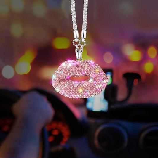 Diamond Car Accessories for Women, Crystal Rear View Mirror Accessories,for Family and Lover,Car Decoration, V1250-B0D2SL283T