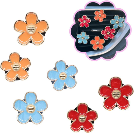 6pcs Flower Air Vent Clips Car Air Freshener,Red Orange Blue Daisy Flowers Vent Clip Car Accessories for V1250-B0D47K5YG6
