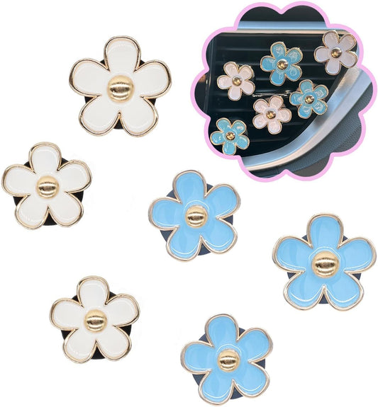 6pcs Flowers Car Air Freshener Vent Clips Blue White Daisy Flowers Air Vent Clip Car Accessories for Women V1250-B0D47K6L84