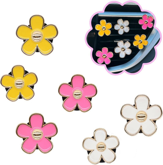 6pcs Flowers Car Air Freshener Vent Clips,Pink Yellow White Daisy Flowers Air Vent Clip Car Accessories for V1250-B0D47K715L