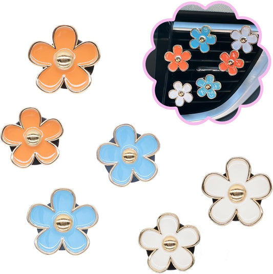 6pcs Flowers Car Air Freshener Vent Clips,Blue Orange White Daisy Air Vent Clip Car Accessories for V1250-B0D47K9PY4