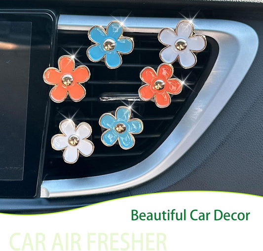6pcs Flowers Car Air Freshener Vent Clips,Blue Orange White Daisy Air Vent Clip Car Accessories for V1250-B0D47K9PY4