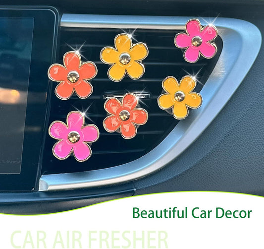 6pcs Flower Air Freshener Vent Clips,Pink Yellow Orange Daisy Car Decor Accessories for Women,3.3cm/3cm Girly V1250-B0D47KT3MG
