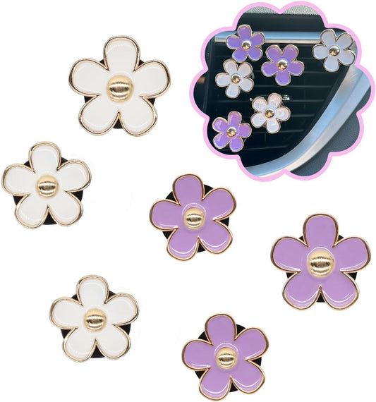 6pcs Flowers Car Air Freshener Vent Clips Purple White Daisy Air Vent Clip Car Accessories for Women V1250-B0D47L9R9K
