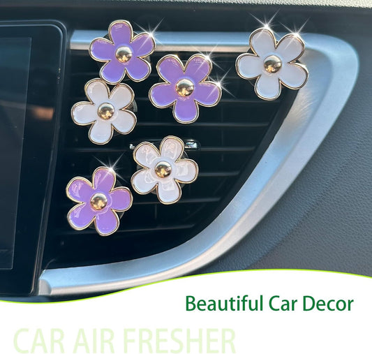 6pcs Flowers Car Air Freshener Vent Clips Purple White Daisy Air Vent Clip Car Accessories for Women V1250-B0D47L9R9K