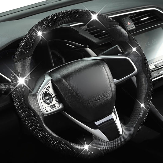 Diamond Bling Car Steering Wheel Cover with Crystal Rhinestones,3PCS Segmented Steering Wheel V1250-B0DB12F6LN