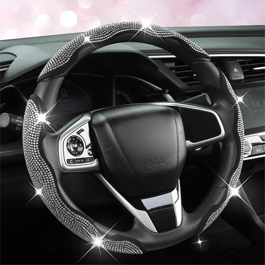 Diamond Bling Car Steering Wheel Cover with Crystal Rhinestones,3PCS Segmented Steering Wheel V1250-B0DB12P1JQ