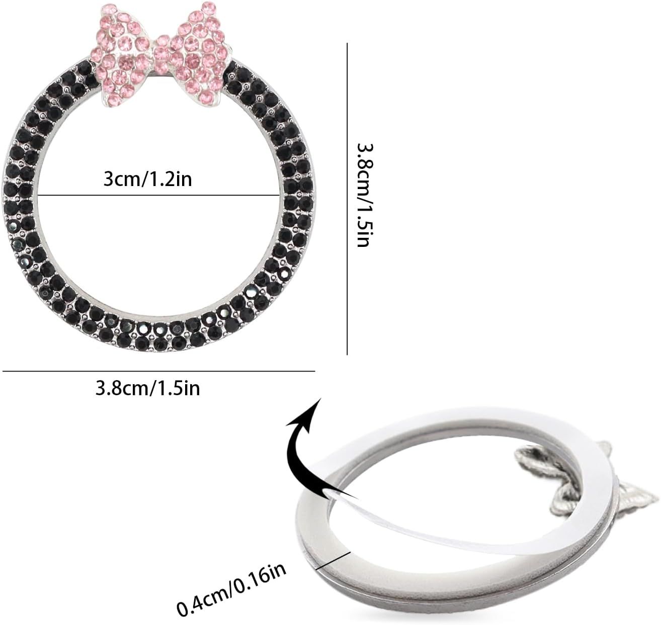 Bow Car Accessories,Pink Bow Tie Push Start Button Rhinestone Ring,Black Engine Start Stop Button Ring Car V1250-B0DJVTCFV8