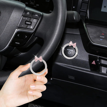 Pink Bow Car Accessories,Bow Tie Engine Start Button Ring,Bling Girly Silver Rhinestone Ring Start Stop V1250-B0DJVWMYV6