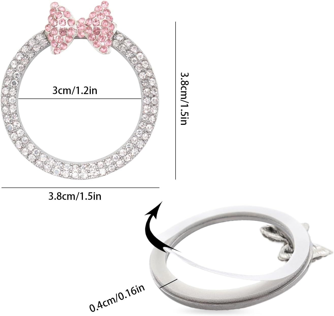 Pink Bow Car Accessories,Bow Tie Engine Start Button Ring,Bling Girly Silver Rhinestone Ring Start Stop V1250-B0DJVWMYV6