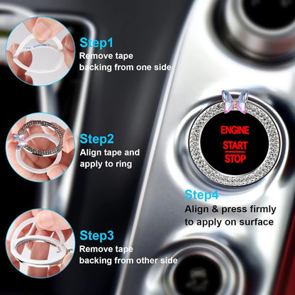 Pink Bow Car Accessories,Bow Tie Engine Start Button Ring,Bling Girly Silver Rhinestone Ring Start Stop V1250-B0DJVWMYV6