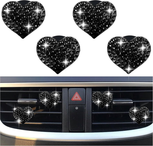 4PCS Heart-Shaped Car Vent Clips with Rhinestone,Bling Air Vent Clips Car Decorations,Premium Shiny Car Clips V1250-B0F1XKFCVR