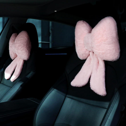 2 Pcs Car Neck Pillow Plush Butterfly Bow Car Headrest Pillow Comfortable Seat Neck Support Cute Head Rest V1250-B0F2HTB2Q2