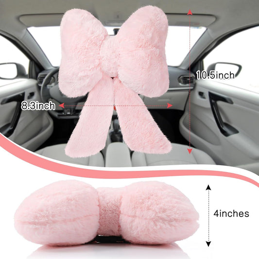 2 Pcs Car Neck Pillow Plush Butterfly Bow Car Headrest Pillow Comfortable Seat Neck Support Cute Head Rest V1250-B0F2HTB2Q2
