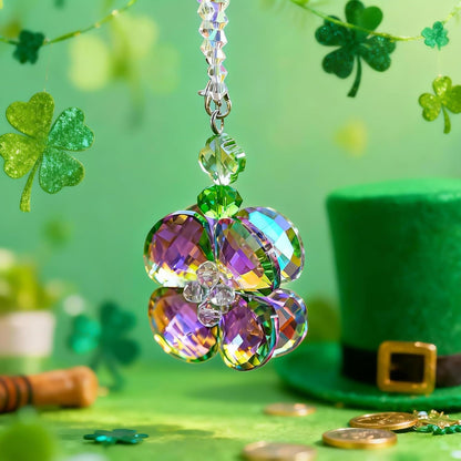Crystal Four Leaf Clover Car Rear View Mirror Pendant Hanging Ornament for Car Accessories, Backpack, or Bag V1250-B0GDG28LC8
