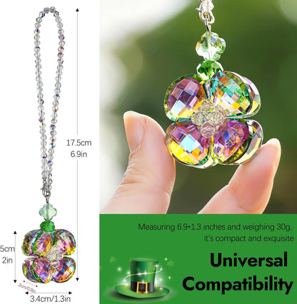 Crystal Four Leaf Clover Car Rear View Mirror Pendant Hanging Ornament for Car Accessories, Backpack, or Bag V1250-B0GDG28LC8