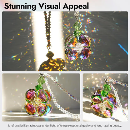 Crystal Four Leaf Clover Car Rear View Mirror Pendant Hanging Ornament for Car Accessories, Backpack, or Bag V1250-B0GDG28LC8