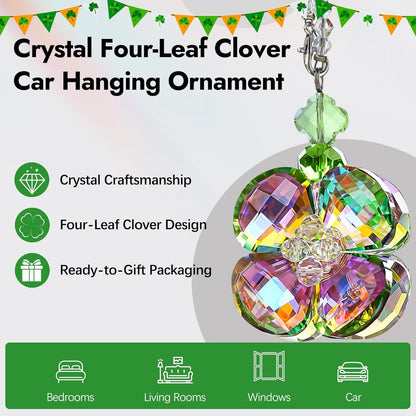 Crystal Four Leaf Clover Car Rear View Mirror Pendant Hanging Ornament for Car Accessories, Backpack, or Bag V1250-B0GDG28LC8