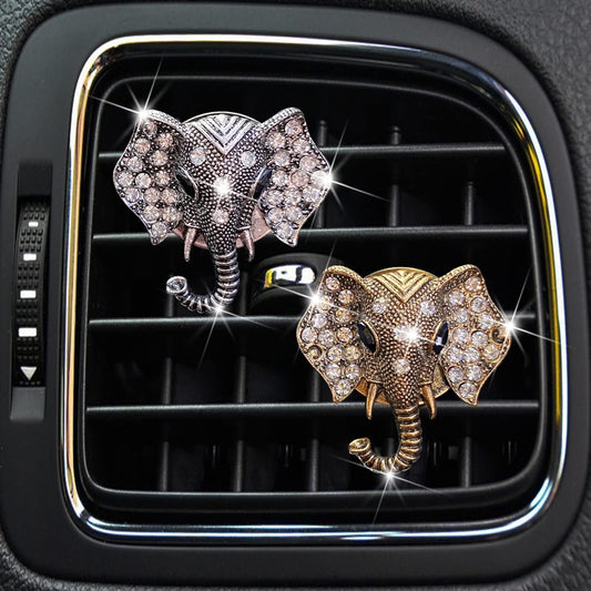 Bling Rhinestone Elephants Head Car Air Vent Clip Dashboard Outlet Clip Air Freshener Vent Clips Decorative V1250-QLSC004
