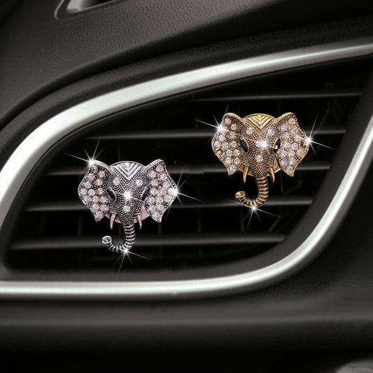 Bling Rhinestone Elephants Head Car Air Vent Clip Dashboard Outlet Clip Air Freshener Vent Clips Decorative V1250-QLSC004