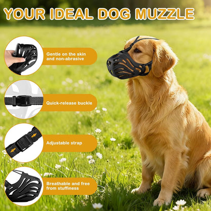 Dog Muzzle, Soft Breathable Dog Muzzles Suitable Dogs, Adjustable Basket Muzzles Prevents Chewing and Biting V1250-QLSC007-M