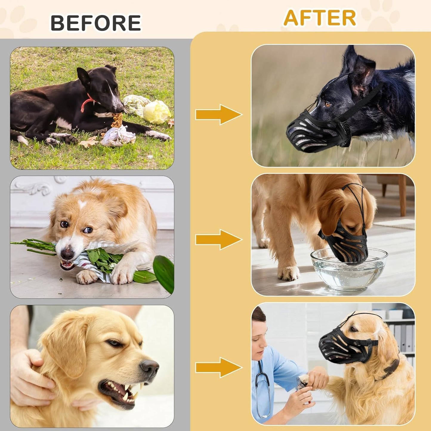 Dog Muzzle, Soft Breathable Dog Muzzles Suitable Dogs, Adjustable Basket Muzzles Prevents Chewing and Biting V1250-QLSC007-M