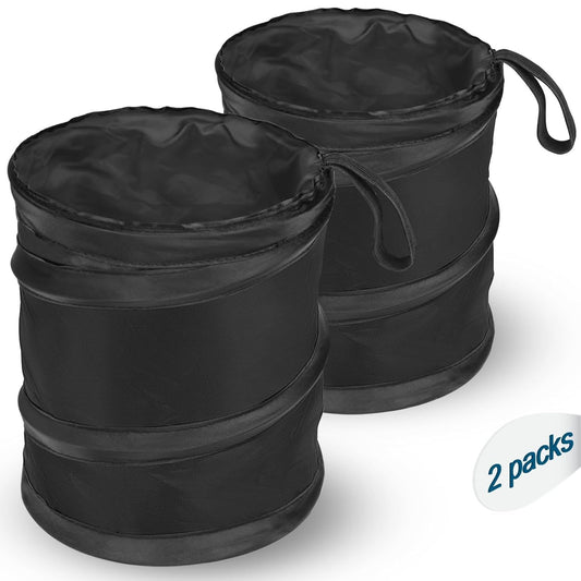 Car Trash Can, 2 Packs Mini Collapsible Pop-up Car Garbage Can, Waterproof Hanging Car Trash Bag with Velcro, V1250-QLSC010