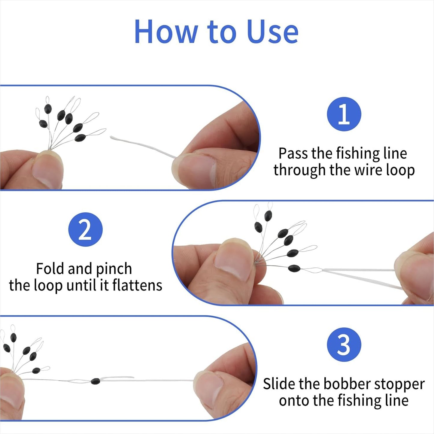 240 Pieces Middle-Sized Fishing Rubber Bobber Beads Stoppers 6 in 1 Black Float Sinker Stops V1250-QLSC029-L