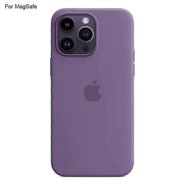 MagSafe Compatible Purple Liquid Silicone Case for iPhone 14 Pro, Soft Shockproof Phone Cover V1250-QLSC040-SJK-01