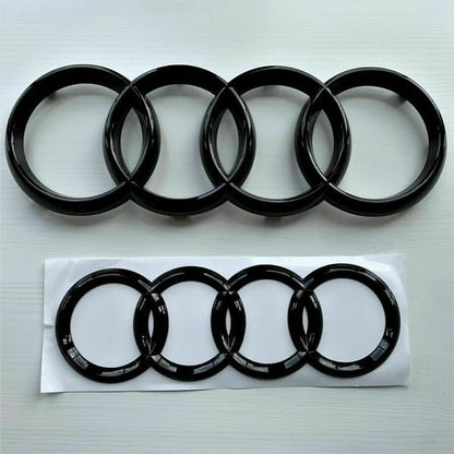 Gloss Black Audi Rings Emblem Set, Front 273mm + Rear 192mm Black Badge Replacement Kit for Audi A1 A3 A4 A5 V1250-QLSC041-CB-01