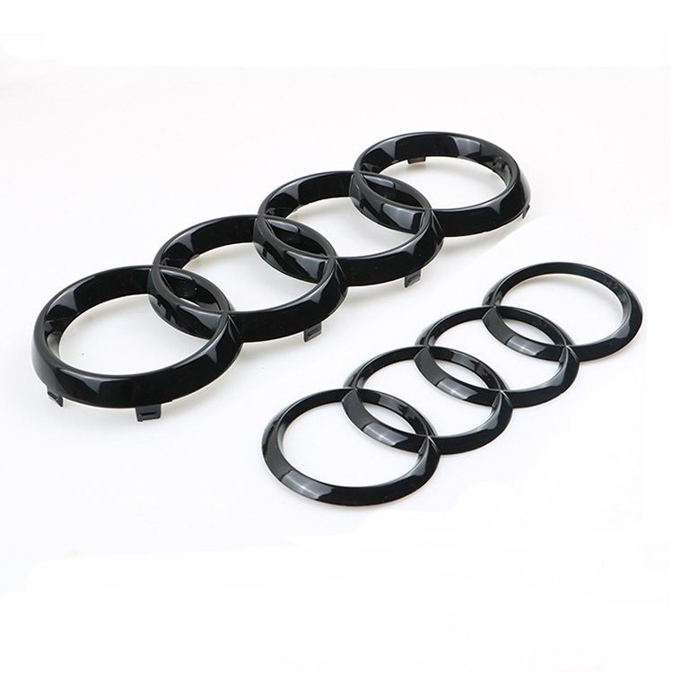 Gloss Black Audi Rings Emblem Set, Front 273mm + Rear 192mm Black Badge Replacement Kit for Audi A1 A3 A4 A5 V1250-QLSC041-CB-01
