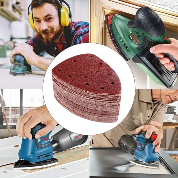 60pcs Triangle Sanding Pads for Bosch PSM 100A / PSM 160 / PSM 200 AES / PSM 18 / PDA 180, 105x152mm Hook & V1250-QLSC041-SZ-01