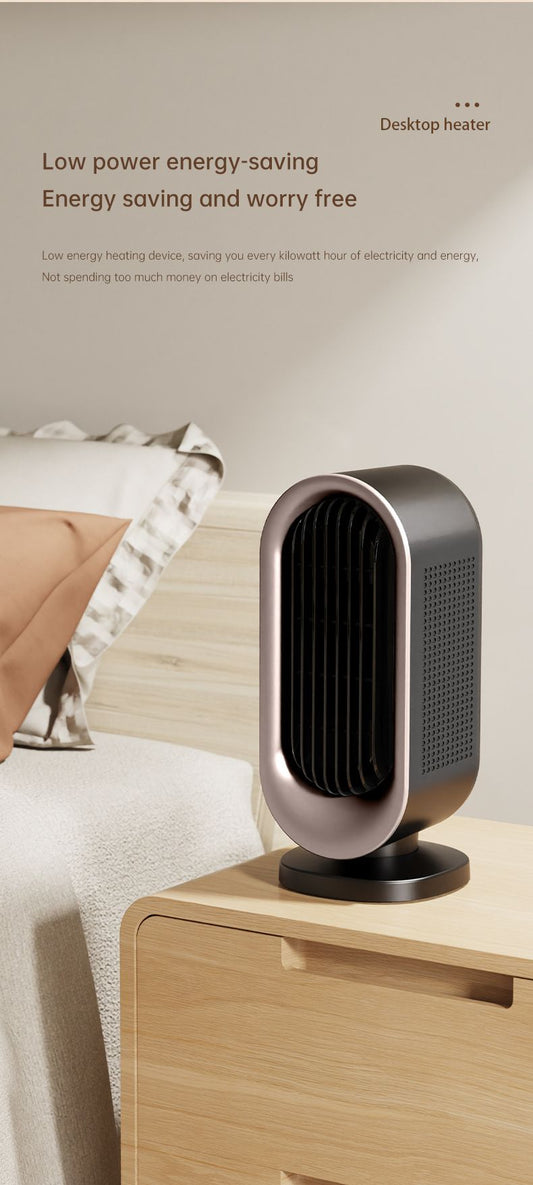 Desktop Vertical Space Heater with Remote Control, Fast Heating PTC Electric Fan Heater, Portable Mini Winter Electric Space Heater for Bedroom Office Home Indoor Heating（Black & Silver）