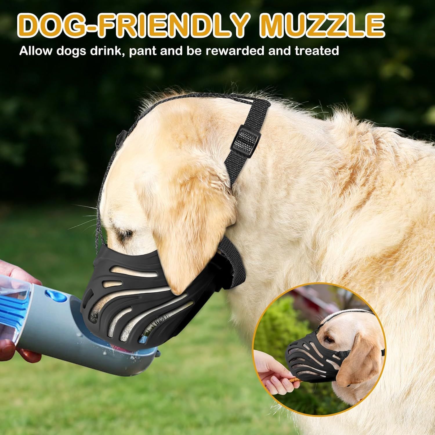 Dog Muzzle, Soft Breathable Dog Muzzles Suitable Dogs, Adjustable Basket Muzzles Prevents Chewing and Biting V1250-QLSCOO7-XL