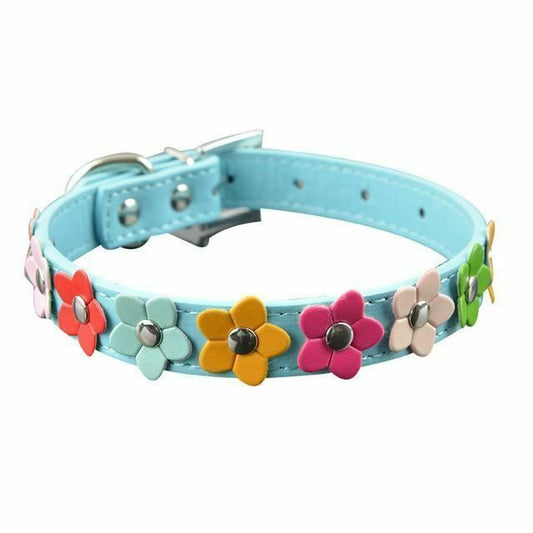 House Of Dasein Rainbow Flower Collars Pet Play Puppy Kitten Bondage Kink Fetish Restraints - Blue - M V1257-15316748501058