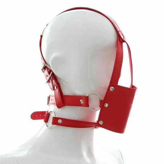 House Of Dasein Head Harness Ball Gag Black Red Bdsm Kink Fetish Restraints - Red V1257-15317194342466