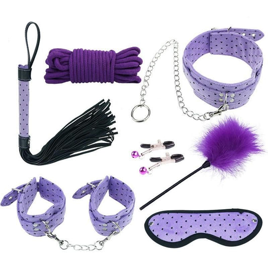 House Of Dasein Bondage Starter Kit Flogger Tickler Nipple Clamps Kink Bdsm Fetish Restraints - Purple V1257-15331728654402