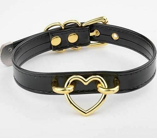 House Of Dasein Bdsm Heart Choker Collar Submissive Symbolic Jewelry Kink Fetish - Blackgold V1257-15331884499010