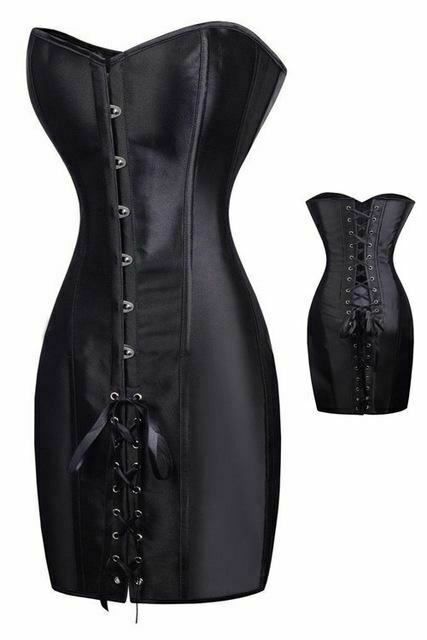 House Of Dasein Black Long Waist Corset Dress Erotic Lingerie Bdsm Fetish - Black - Xxl V1257-15332085334082