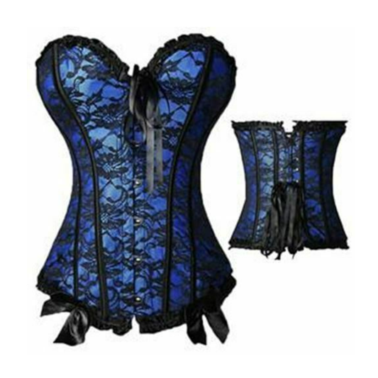 House Of Dasein Blue Black Over Bust Corset Lingerie Women Kink Bdsm Fetish Clothing - Blue - 6Xl V1257-15332653989954