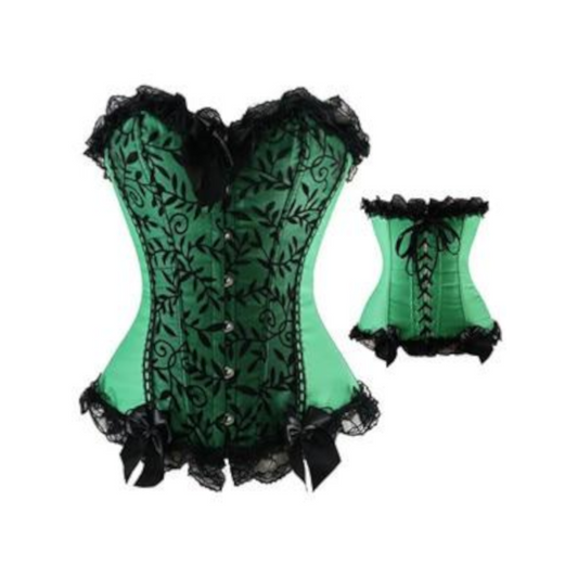 House Of Dasein Green Black Corset Over Bust Sexy Erotic Lingerie Fetish - Green - L V1257-15332654415938