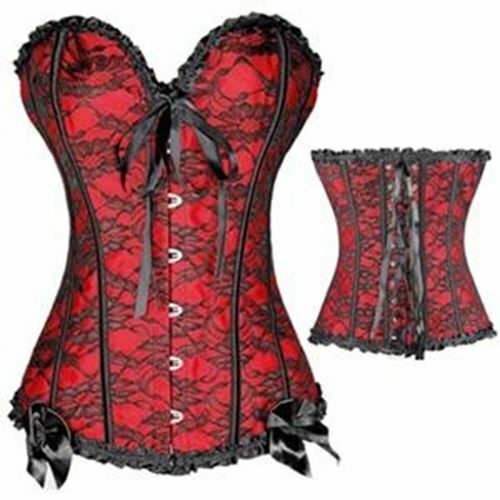 House Of Dasein Black Floral Corset Over Bust Lingerie Kink Bdsm Fetish Clothing - Red - 4Xl V1257-15332655923266