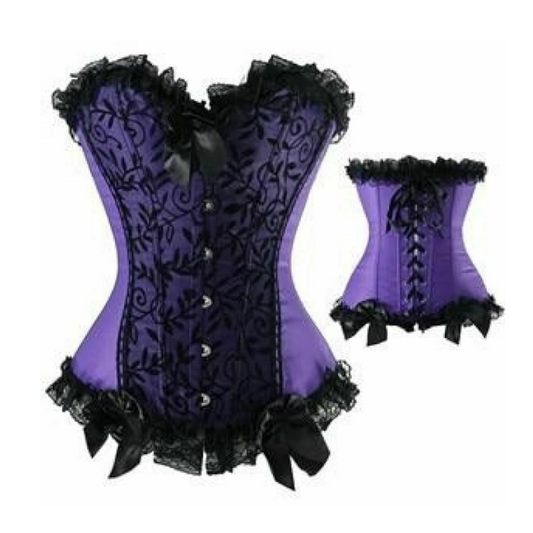 House Of Dasein Over Bust Corset Sexy Lingerie Bdsm Fetish - Purple And Black - M V1257-15332684103746